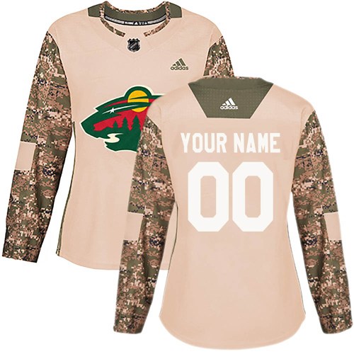 Women's Adidas Minnesota Wild Custom Camo Veterans Day Practice Jersey